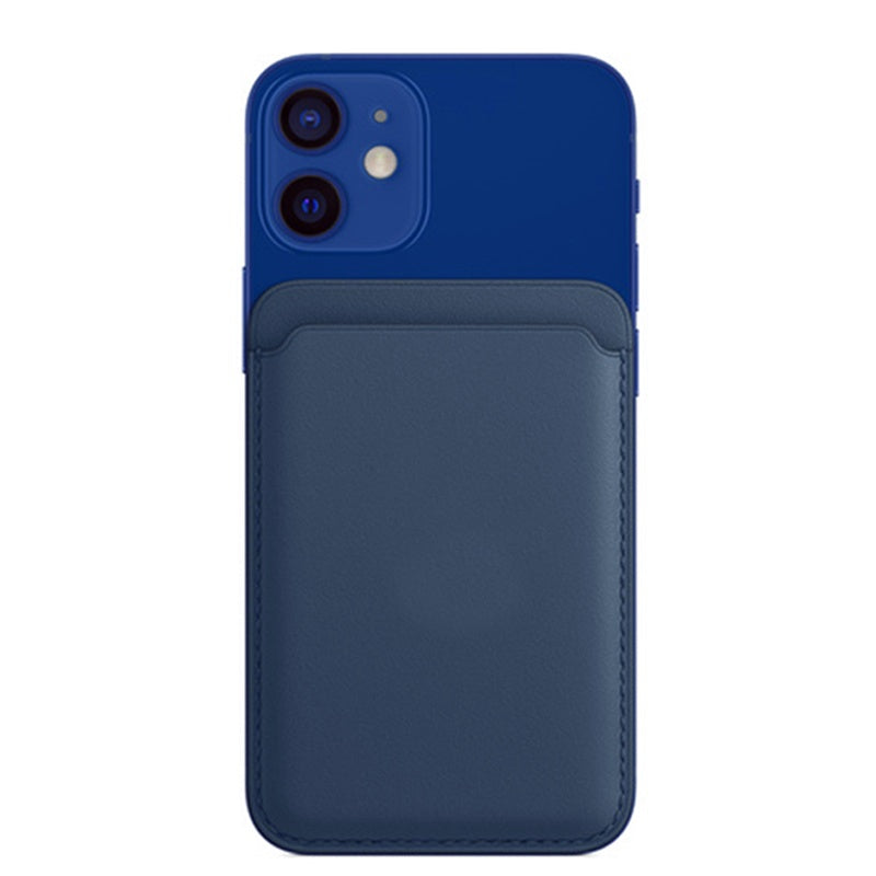 Foldova magnetic wallet snapped onto a MagSafe-compatible iPhone — slim snap-on card holder